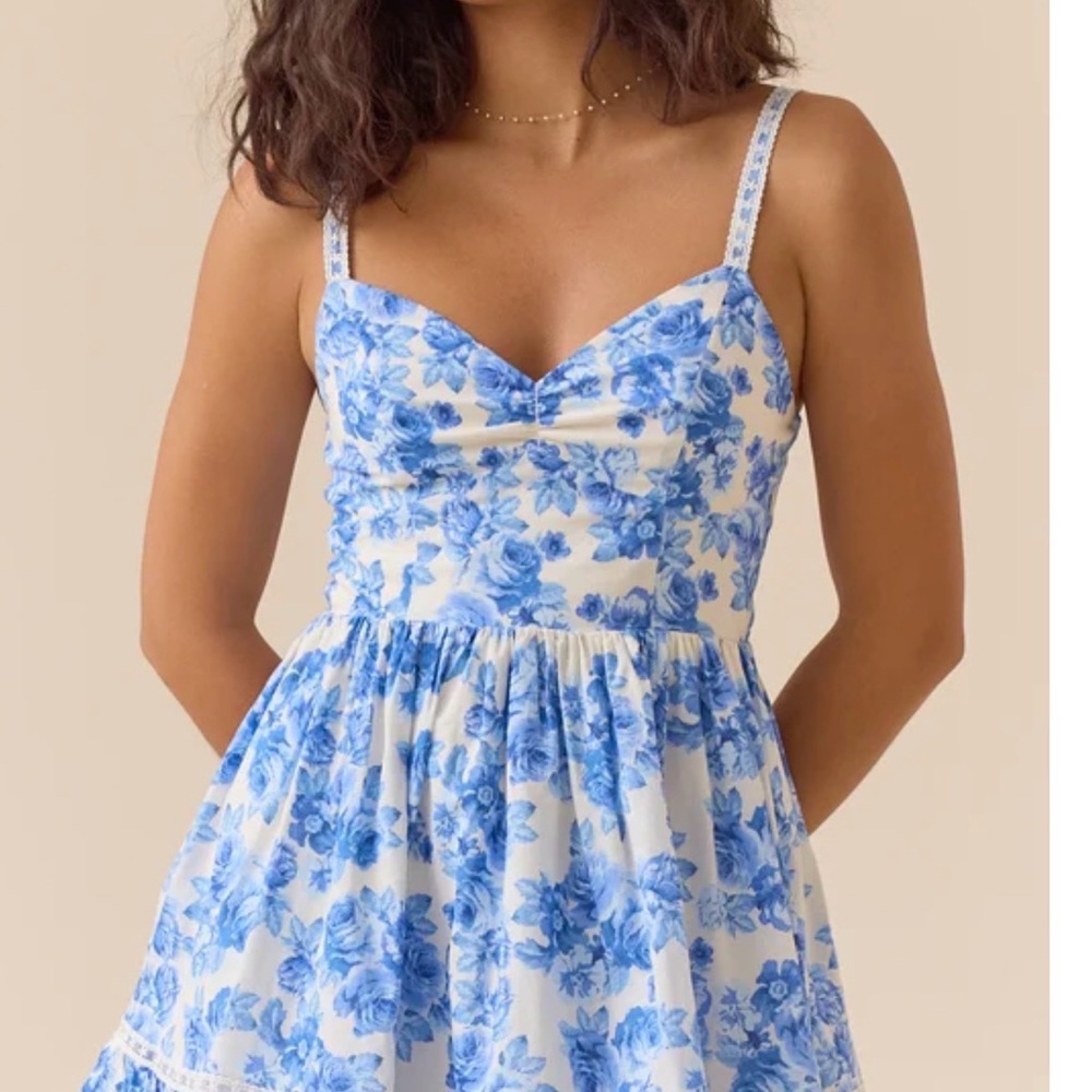 Altar'd State Blue and White Floral Mini Dress